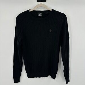 Kate Lord Black Cable Knit Sweater Aronimink AT&T National Logo Embroidered Sz S